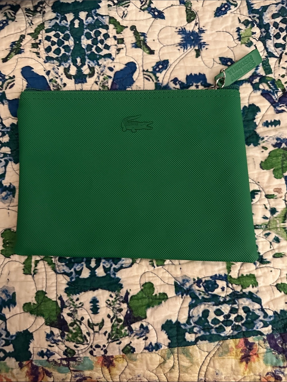 Lacoste Green Textured Zip Toiletry Pouch